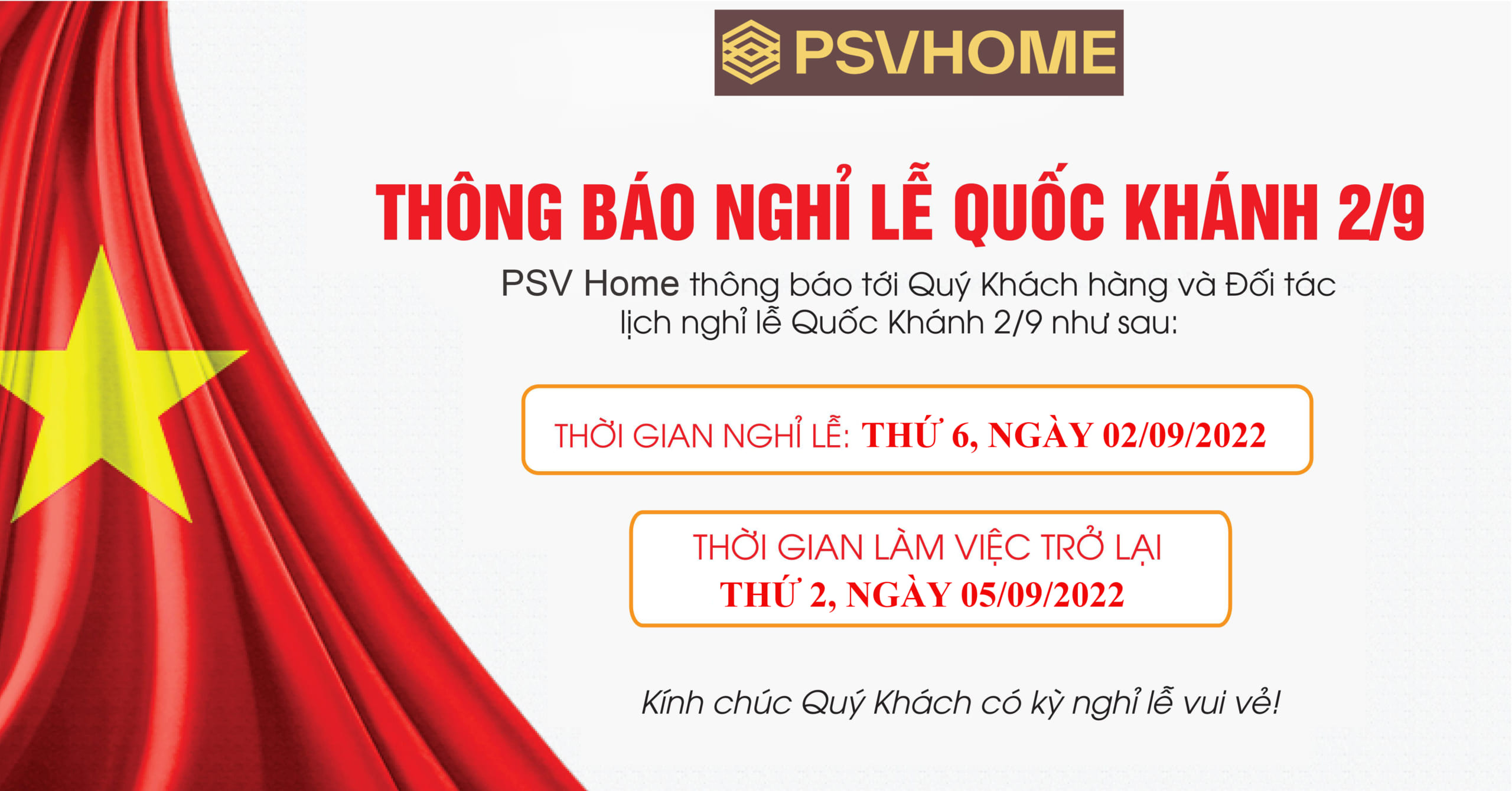 Thông báo nghỉ lễ 2/9/2022